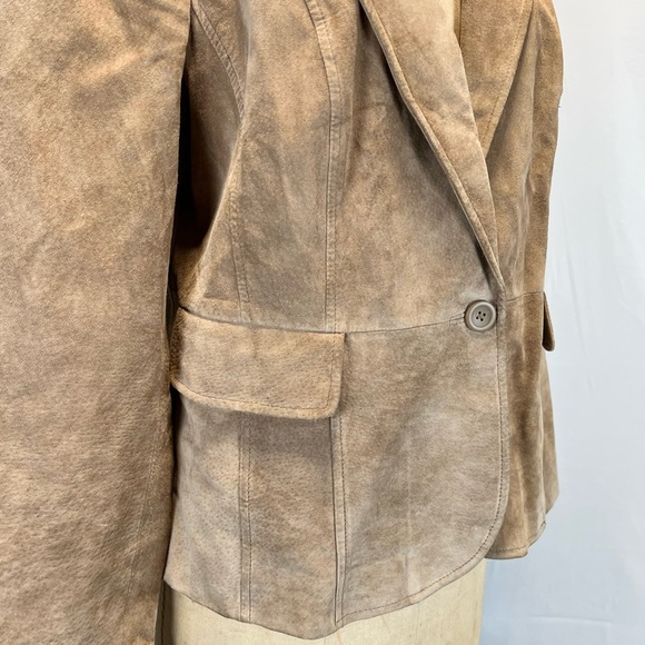 Leather suede blazer women’s suit jacket coat earthy brown tailored LOFT - Picture 5 of 11